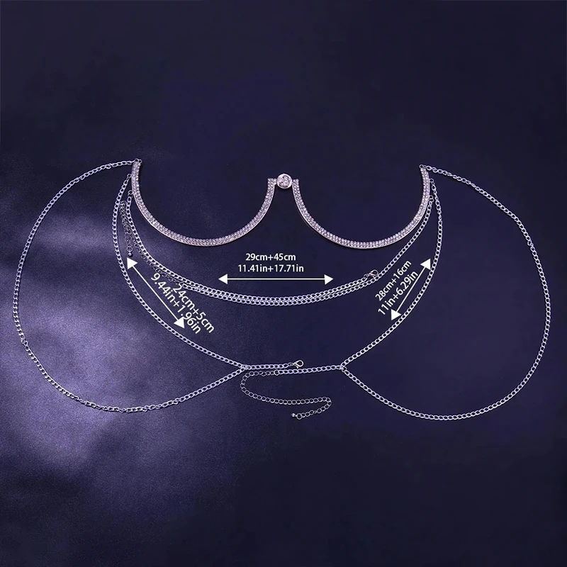 Stonefans الزركون فراشة شرابة الثدي سلسلة المرأة الاكسسوارات الصدرية قمة الموضة الجديدة على شكل حرف U مثير لامعة حجر الراين الجسم سلسلة