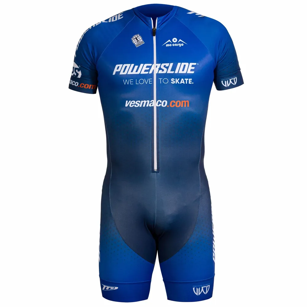 Powerslide Inline Roller Skate Speed Skinsuit Men Fast Skat Triathlon Road Bike Roller Skating Jersey Jumpsuits Maillot Ciclismo