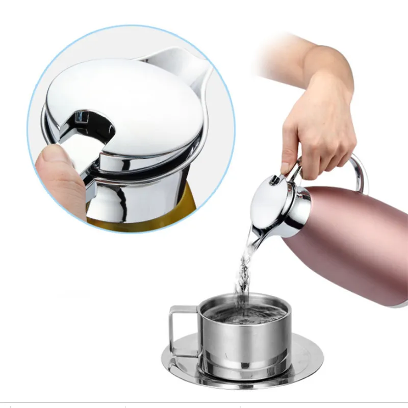 High Capacity Vacuum Insulation Pot 304 Stainless Steel Thermos Bottle Water Jug Double Layer Insulated Coffee Pots Tea Kettle