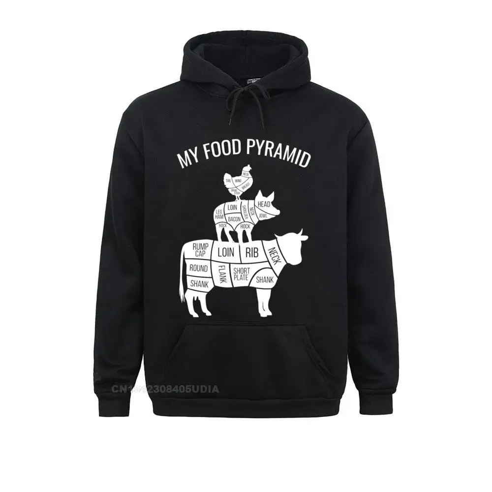 My Food Pyramid Funny Carnivore Cow Pig Chicken Pullover Hoodie Sweatshirts Cheap Long Sleeve Summer Young Hoodies Hoods Fall