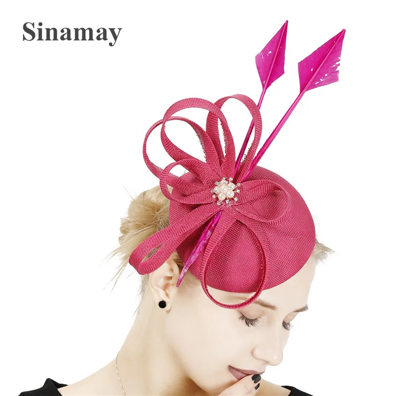 

Hot Pink Fascinators Headwear Imitation Sinamay Silk Flowers Bridal Event Occasion Hat Kentucky Derby Church Wedding Party Race