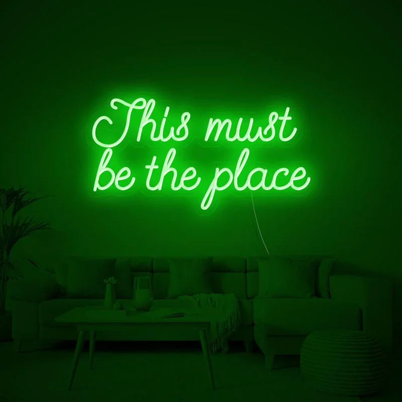 OHANEONK  Led Neon Sign Light of This must be the place For Christmas Birthday Wedding Decor Home Bedroom Wall Decoration Gift