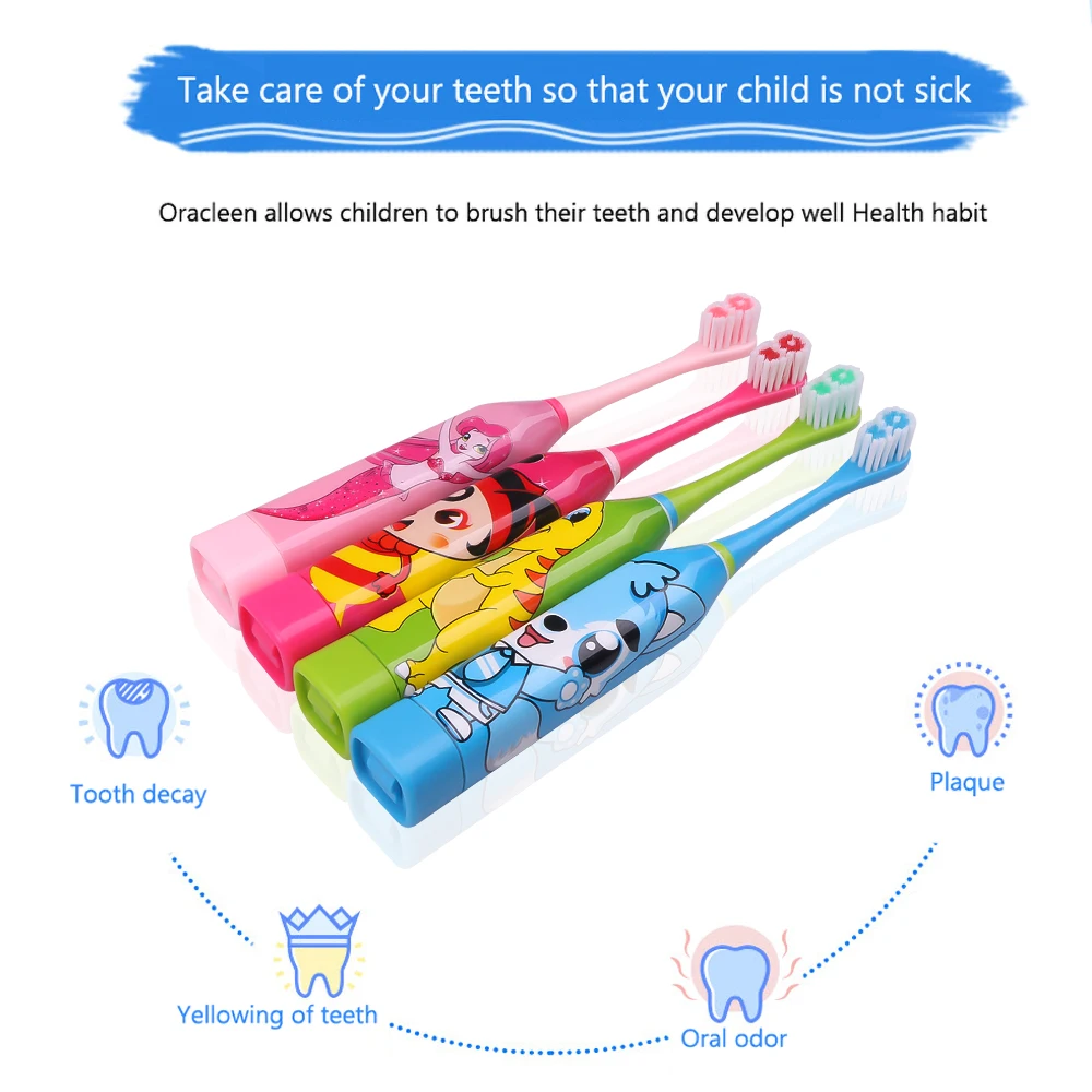 Children Electric Toothbrush Cartoon Sonic Toothbrushes Oral Hygiene Teeth Care Tooth Whitening Brush Kids Battery Power Brush