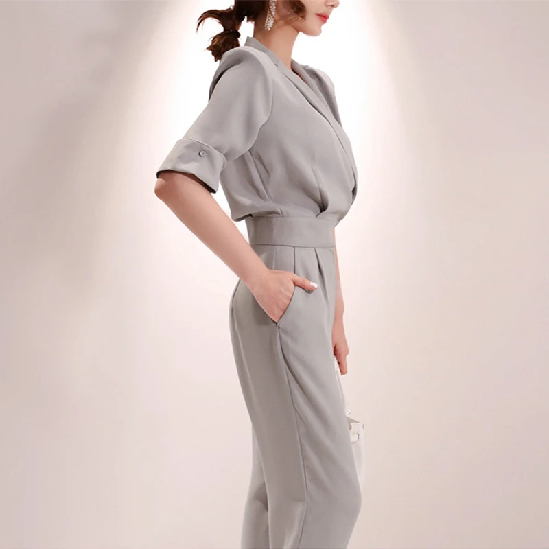 Neue ankunft mode sommer overalls frauen OL elegante kurzarm straße stil temperament einfache chiffon-dünnen overalls