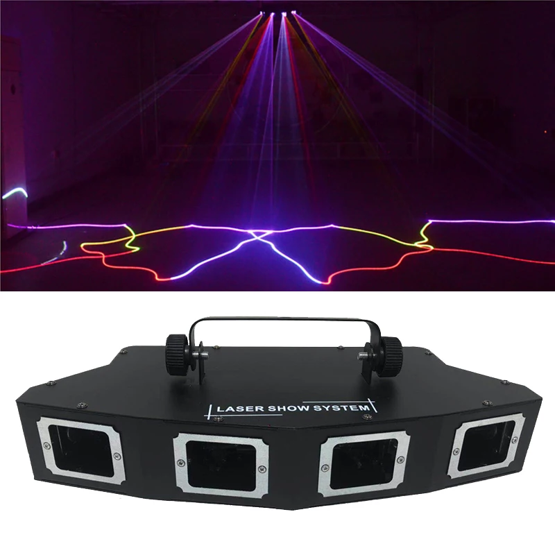 Dj Lights 4Lens Sector DJ Laser RGB 3IN1 Full Color Laser Beam Line Scanne Disco Lazer Good Use For Home Party KTV Night CLub