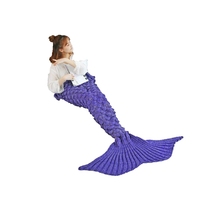 CAMMITEVER Soft Mermaid Tail Blanket Crochet For Adult Children All Seasons Sleeping Knitted Blankets