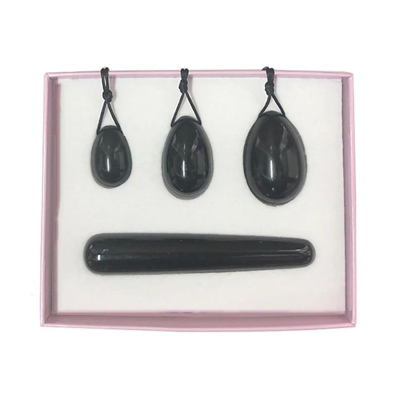 Ensemble de boule de massage Yoni en obsidienne pour femme, pierre naturelle, diversifier les œufs, masseur Kegel vaginal, resserrer les muscles