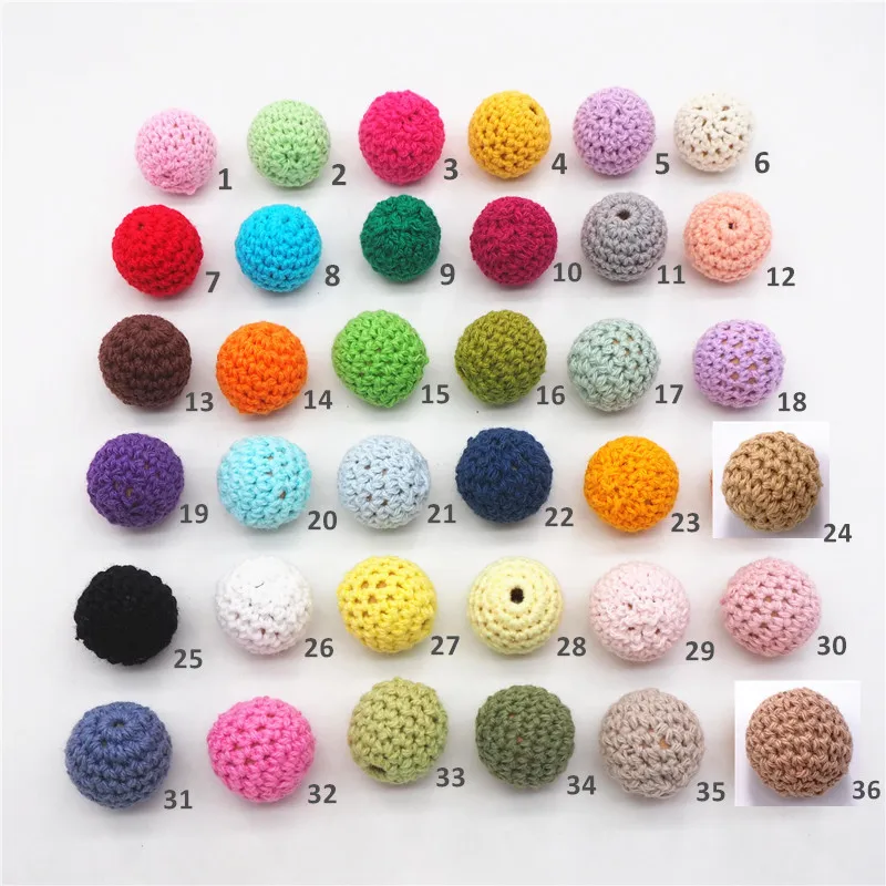 Chenkai 50pcs 20mm Round Knitting Cotton Crochet Wooden Beads Balls for DIY decoration baby teether jewelry necklace Toy