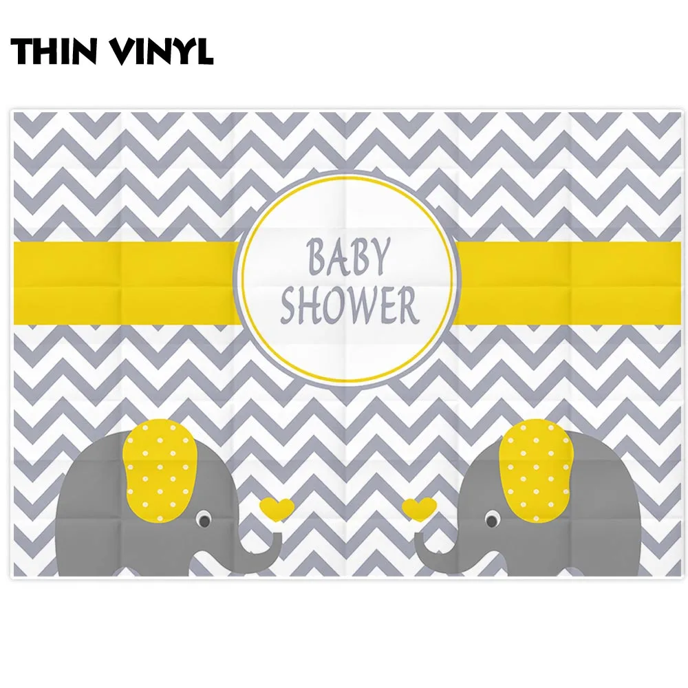 Allenjoy 사진 배경 쉐브론 노란색 코끼리 베이비 샤워 생일 배경 사진 스튜디오 사진 배경