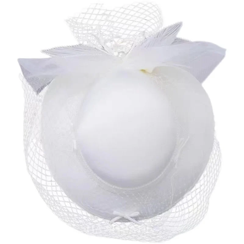 Wit Vrouwen Hoed Bruiloft Kopstuk Voor Bruid Hard Tulle Bow Met Sluier Украшение На Голову Frence Chapeau Mariage Femme