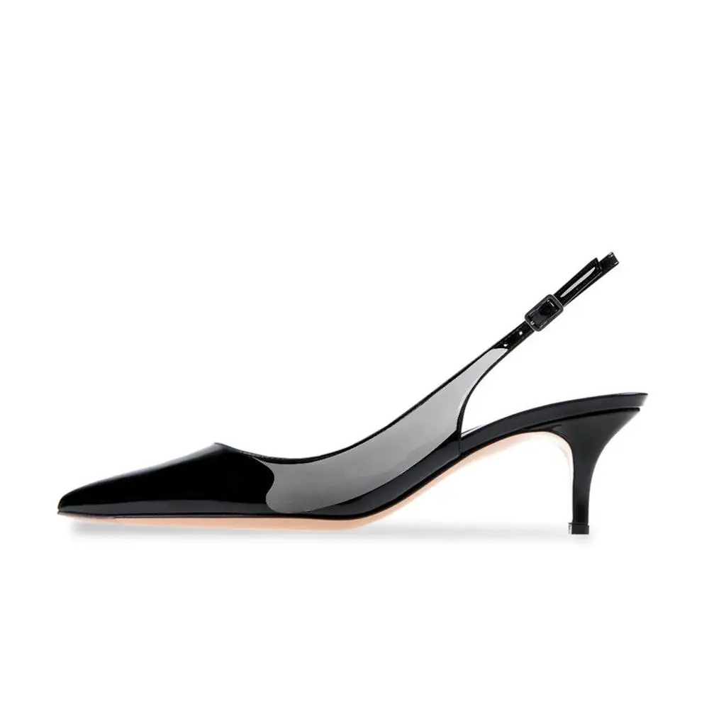 Onlymaker donna Slingbacks a molla 6cm décolleté con tacco alto décolleté in pelle verniciata a punta di grandi dimensioni sandali con tacco medio