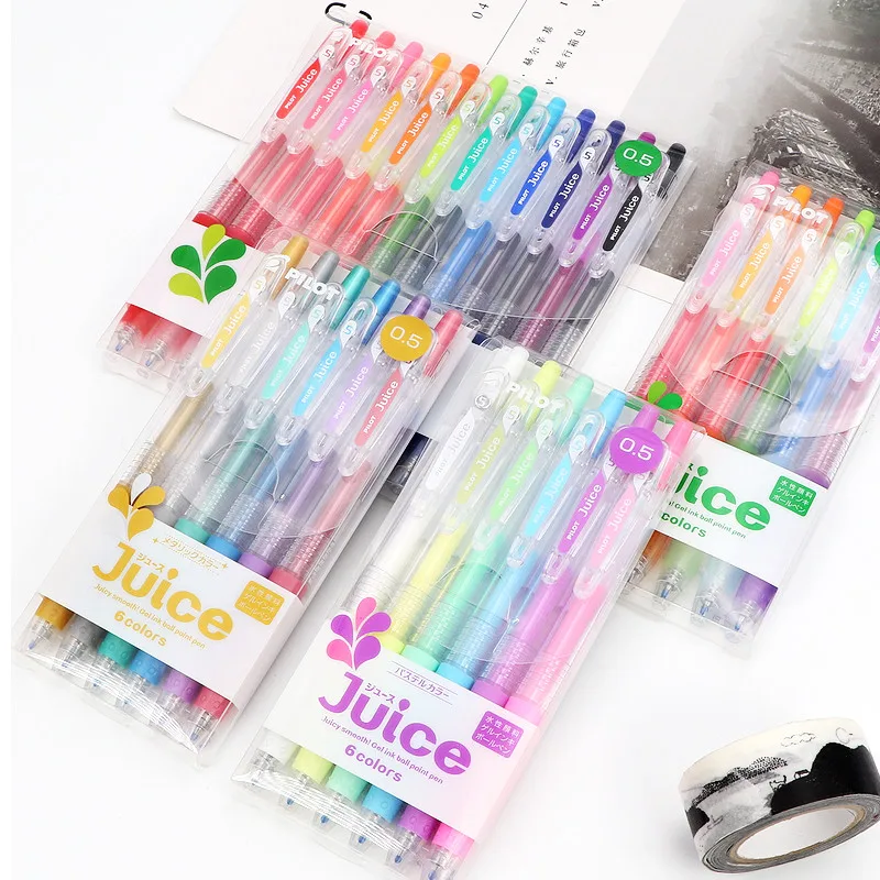 6/12 Colors Set Japan Pilot Juice Color Gel Pen 0.5mm Ress Gel Pen DIY Journal Special Smooth and Quick Dry School Stationery