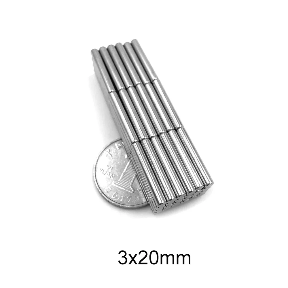 20~800pcs 3x20 Minor Diameter Magnet 3mm x 20mm Bulk Small Round Magnets 3x20mm Neodymium  Disc Magnets 3*20 mm strong magnetic