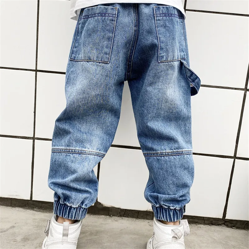 Cowboy Kids Boys Jeans Blue Letter Embroidery Warm Denim pants 4 5 6 7 8 9 10 11 12 Years Children\'s Clothing Hip hop Boys jeans