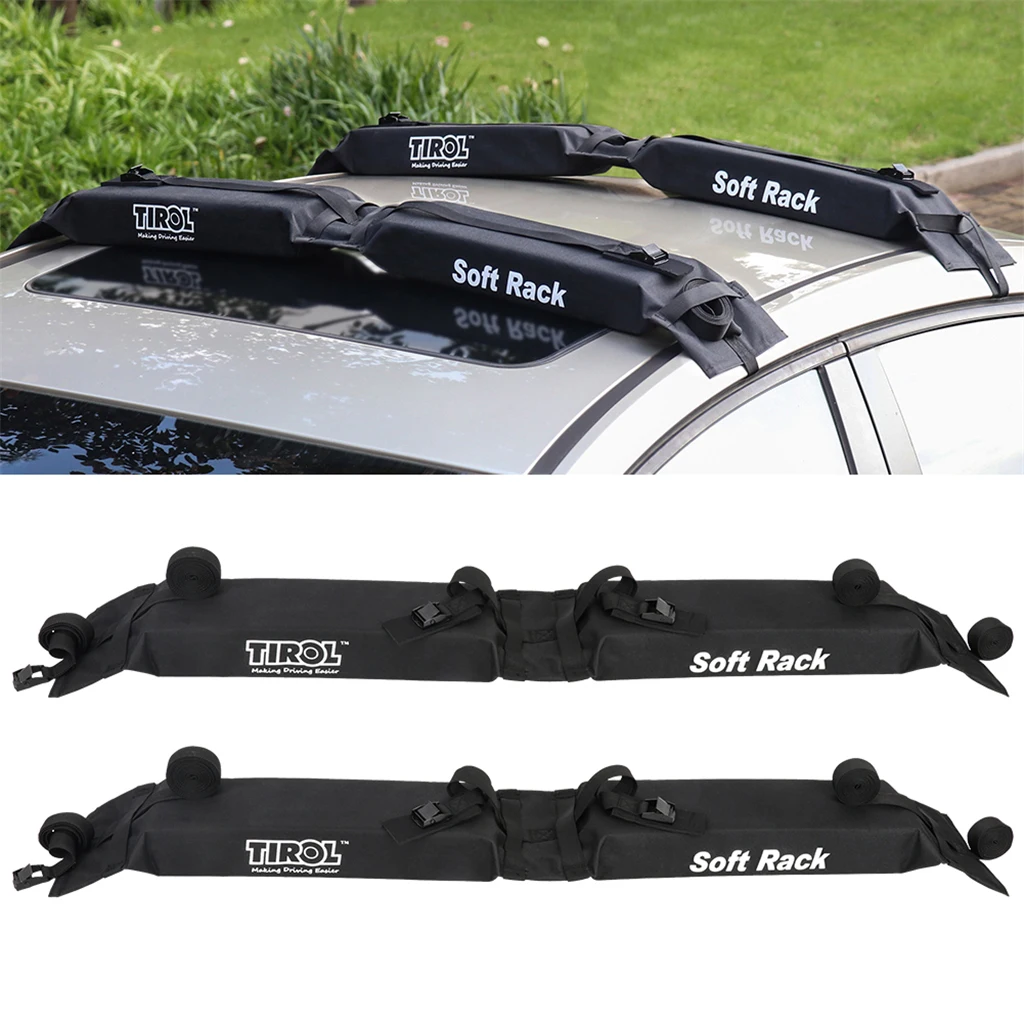 2pcs Foldable Car Roof Racks Wide Surfboard Longboard Soft Racks Roof Pads Straps Luggage Carrier Rack Carry Load 60kg Baggage