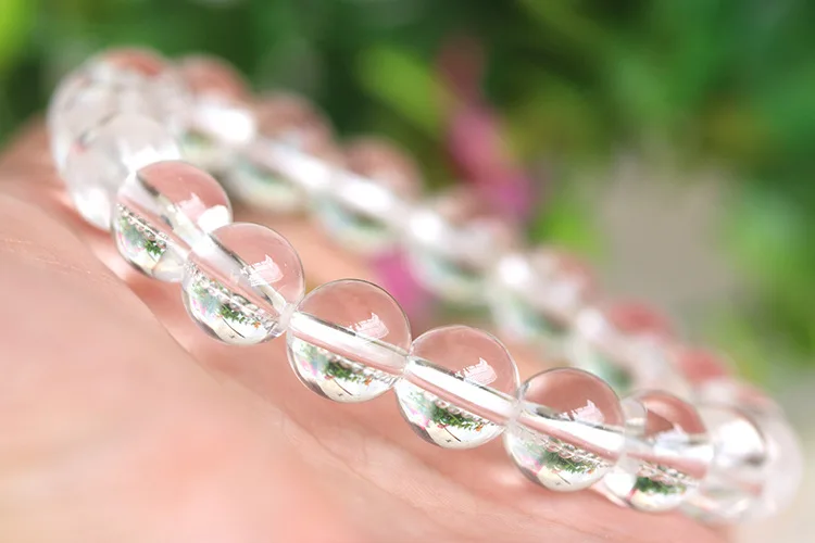 Genuine Natural White Quartz Clear Round Beads Bracelet 8mm 10mm 12mm 14mm 18mm 20mm Round Beads Bracelet Women Stretch AAAAAA