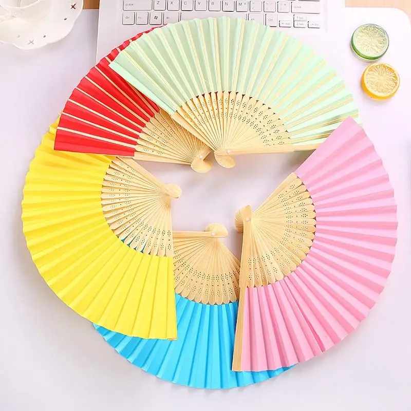 Hand Held Fan Blank White DIY Paper Bamboo Folding Fans for Practice Calligraphy Painting Fans For Wedding Party Decor Wed Gifts