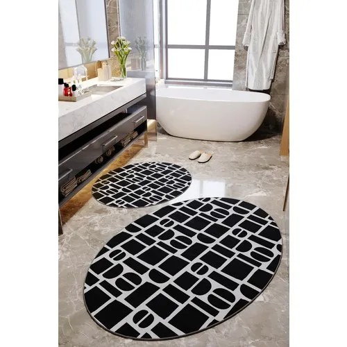 Washable 2'li Bath Mat Machine Mat Pvc Leather Floor Mop