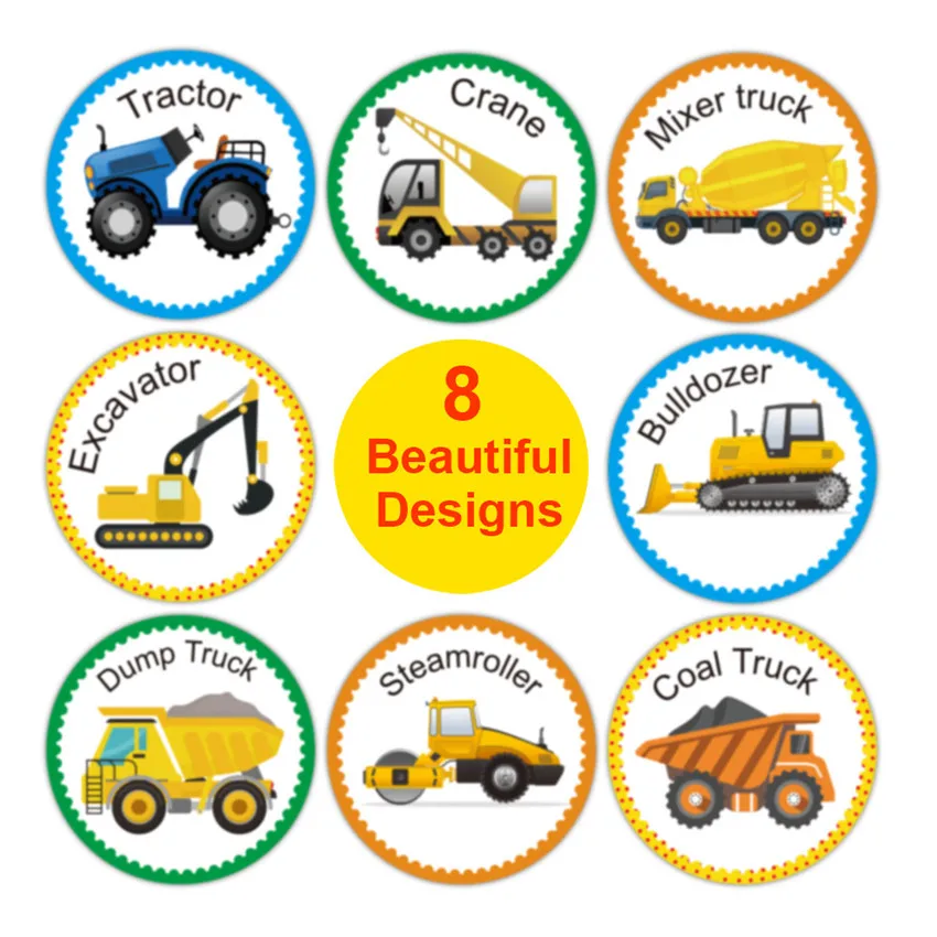 Cars Truck Stickers Party decor Kids toys Perforated Roll Construction Sticker Car Home Family Birthday Party Stationery Sticker