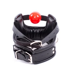 Sex Slave Spong Leather Adjustable Collar with Silicone Open Mouth Ball Gag for Men Women Couples Bdsm Bondage Flirt Toys