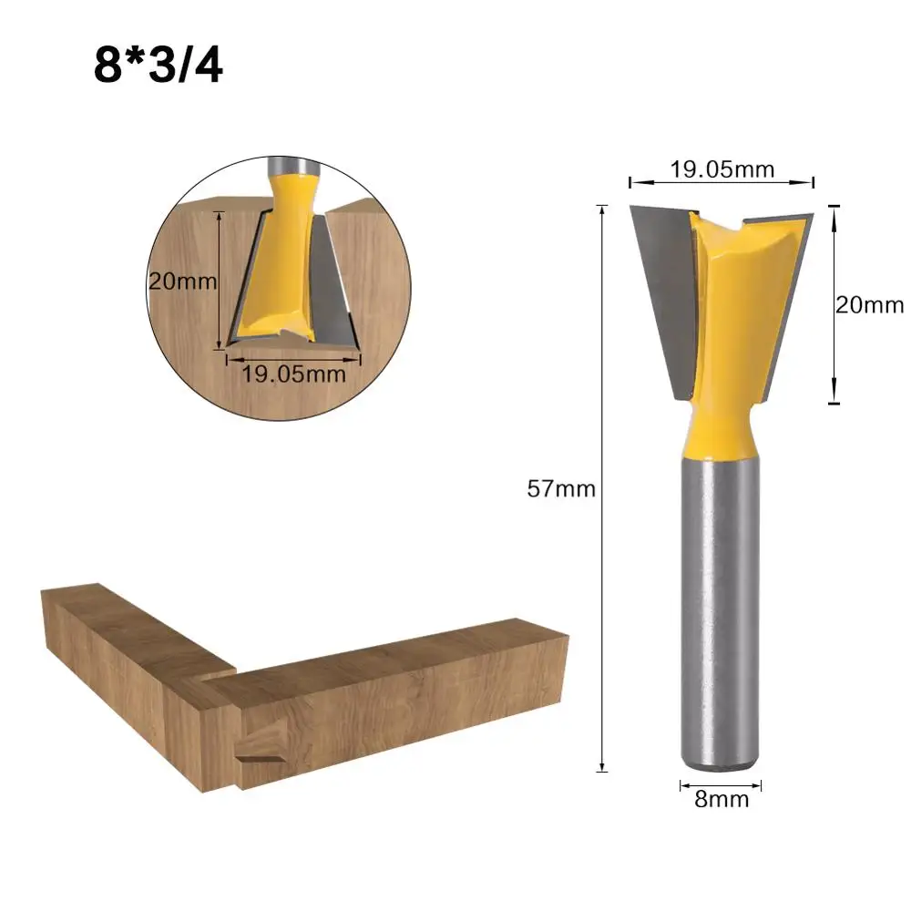 5pcs 8mm Shank Dovetail Joint Router Bits Set 14 Degree Woodworking Engraving Bit Milling Cutter for Wood