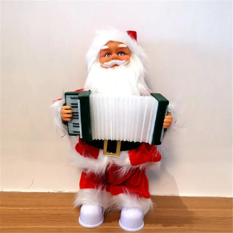 Christmas Gifts Fashion New 30cm Electric Santa Claus With Musical instrument Music Plush Doll Decoration Ornaments Kids Toys