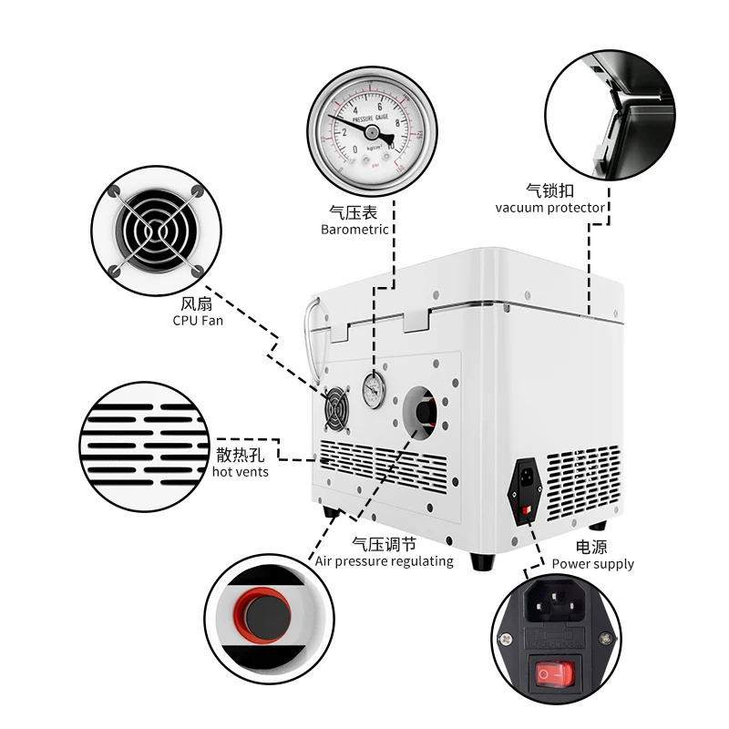 Máquina de laminação tbk 808a, 2 em 1, 13 lâmpadas, tela lcd, removedor de bolhas embutido
