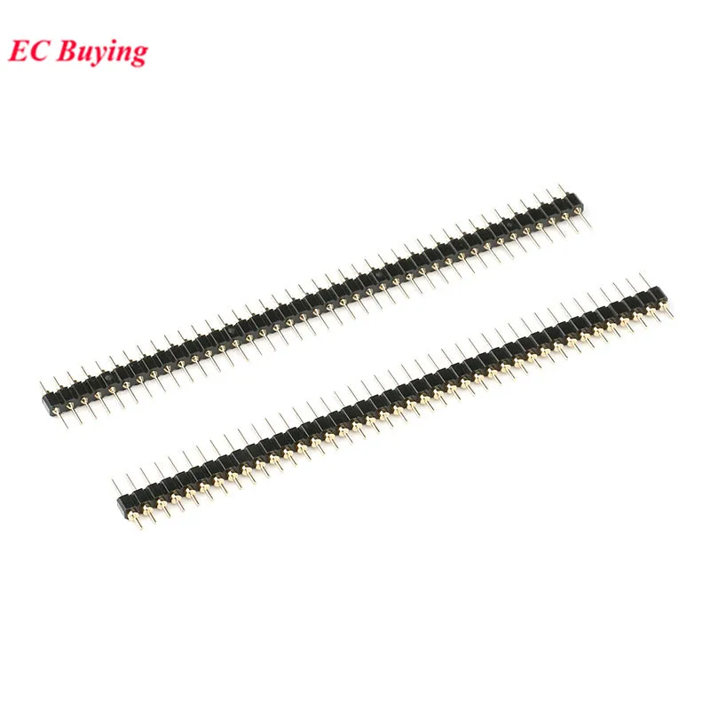 50Pcs/5pcs 40Pin 1x40 Pin 2.54mm Pitch DIP Single Row Male Round Pin Breakable Pin Connector Strip Needle Gold Plated PCB Board