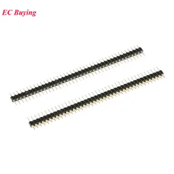 50Pcs/5pcs 40Pin 1x40 Pin 2.54mm Pitch DIP Single Row Male Round Pin Breakable Pin Connector Strip Needle Gold Plated PCB Board