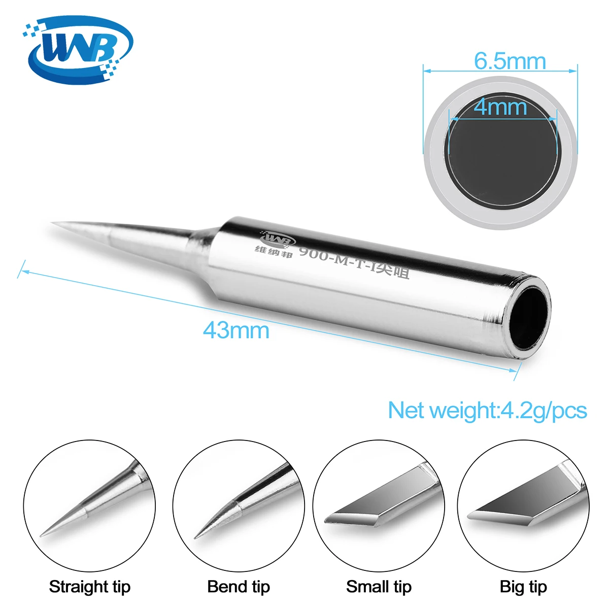 WNB Lead-Free Copper Aluminum Alloy Soldering Iron Tip Constant-Temperature 900M-T Inside Heat Welding Tips BGA Soldering Tools