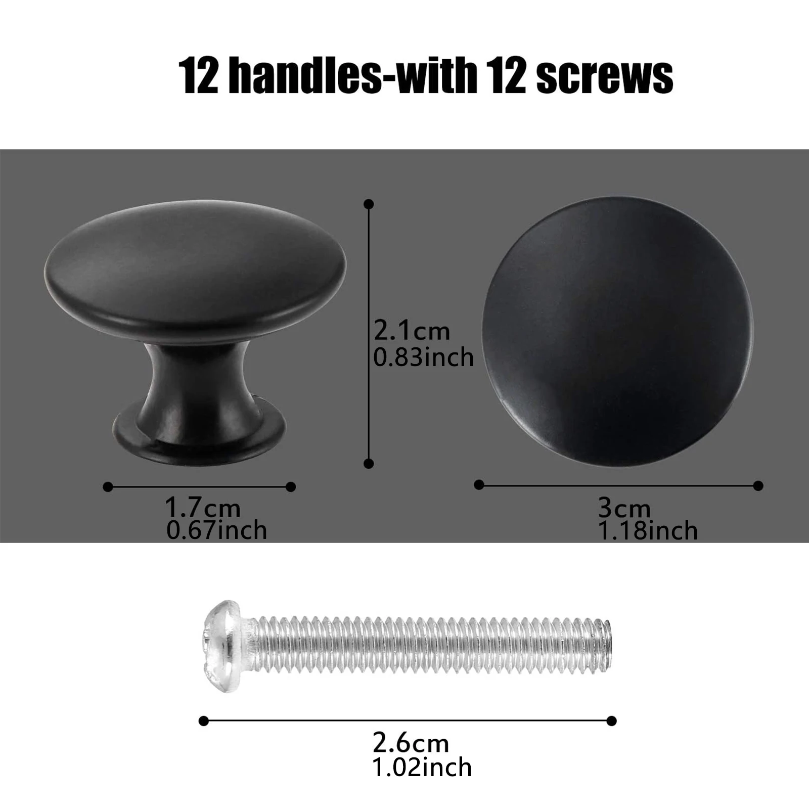 12pcs Black Single Hole Single Grain Small Handle Cabinet Door Handle for Shower Room Toilet Cabinet Kitchen Home Accessories