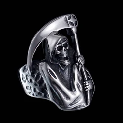 Vintage Men Ring Jewelry for Women Gothic Punk Skull Alloy Rings Male Anniversary Grim Reaper Skeleton