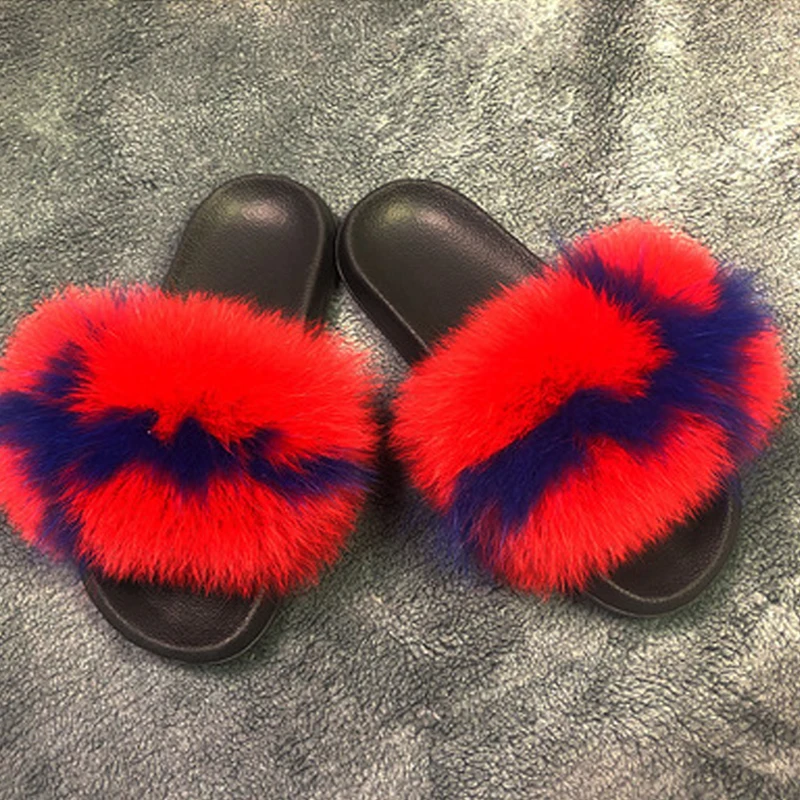 2023 New Design Winter Warm Furry Fur Slide Women Biggest Fur Slippers Lady Spring Summer Females Shoes Sandals Plush Flip Flops