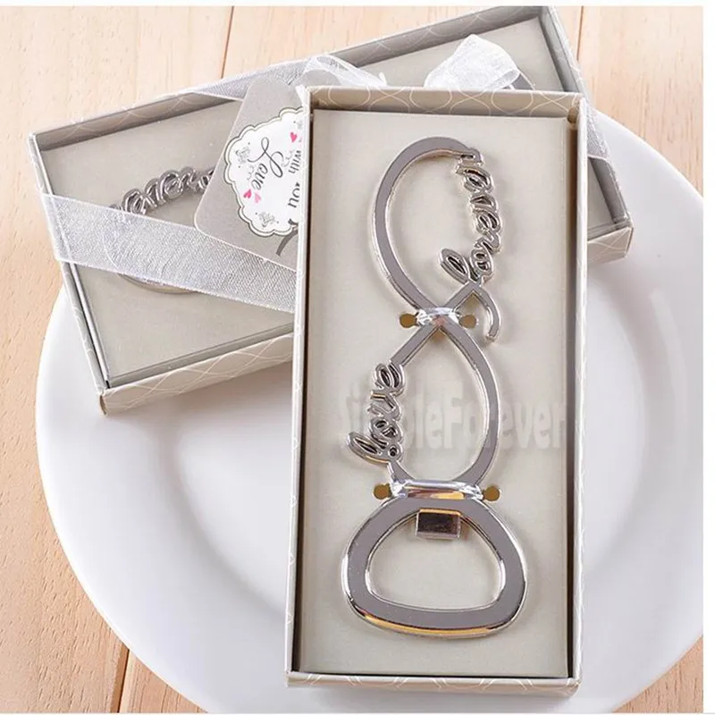 

200pcs/lot Hot Sale Lover Forever Love Chrome Beer Bottle Opener for Wedding Party Guests Favors Gift