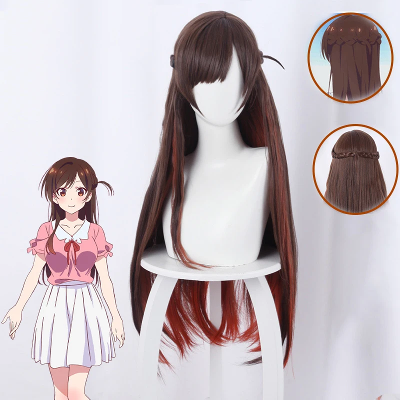 Rent A GirlFriend Cosplay Mizuhara Chizuru Anime Wig Halloween Ichinose Chizuru Heat Resistant Synthetic Hair Wigs 80cm C78K185