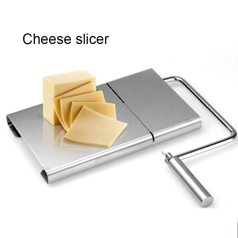 Stainless Steel Cheese Slicer Tofu Foie Gras Cutter Butter Cutting Board With Replacement Cutting Wire Kitchen Tools