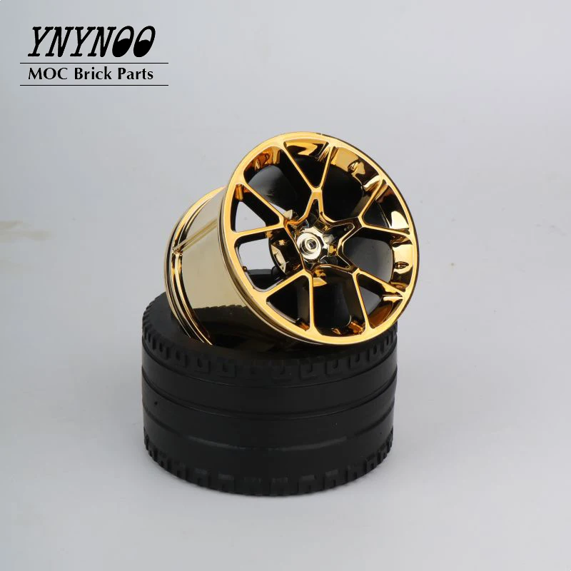 4PCS/lot High-Tech Building Blocks Plating Wheel Hub Tyres Bricks Parts 37383 23799 Compatible for 42056 42083 Bugatti Car Model