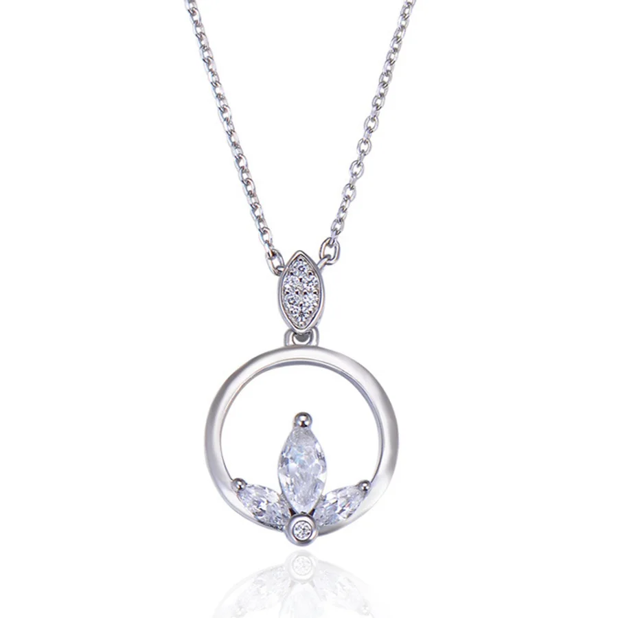 Necklace Exquisite  Round Lotus  Zircon Pendant Ts 925 Sterling Silver Link Chain Fashion Jewelry Thomas Style Bijoux Gift