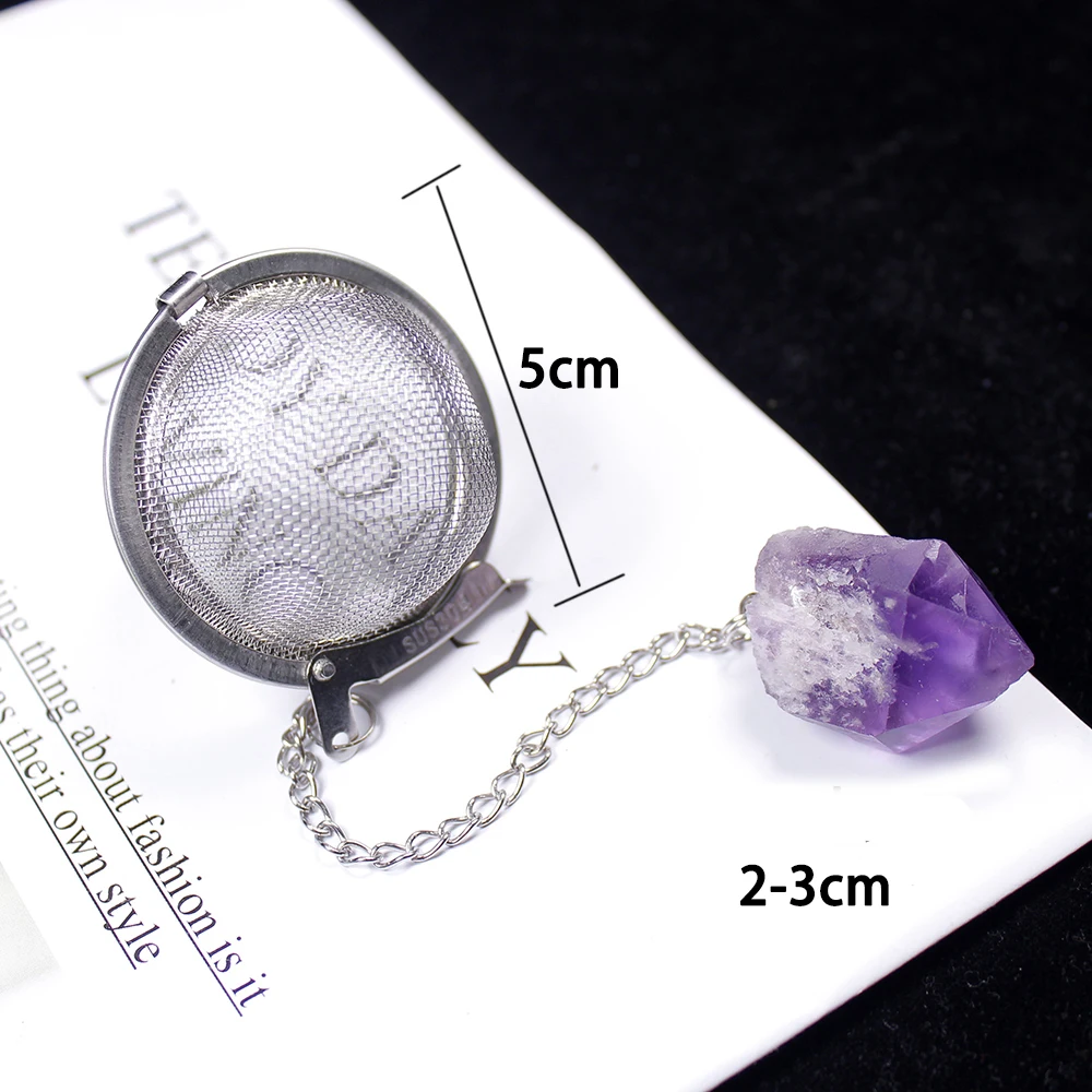 1pcs Natural Crystal Stone 304 Stainless Steel Tea Filter Rough Quartz Healing Reiki Gift Decoration Crafts