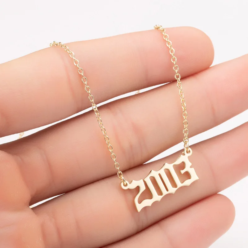 Stainless Steel Punk Personality Gold Color 1983 1989 1994 2004 Necklaces Special Design Year Number Necklace for Women Collar image 5