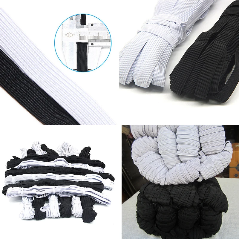 3/4/5/6/8/10MM White/black Flat Elastic Bands Elastic rubber band wedding Garment elastic tape for DIY sewing Stretch Rope acces