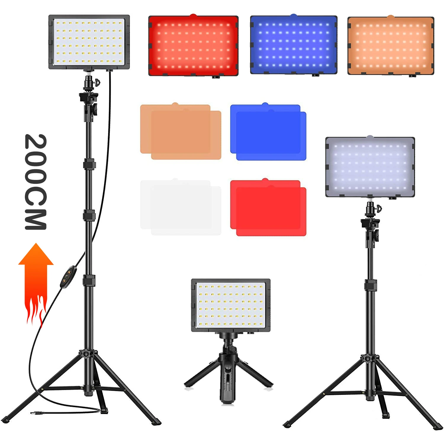 LED Photo Studio Lamp Photography Video Light Panel Lighting Kit With Tripod Stand RGB Filters For Shoot Live Streaming Youbube