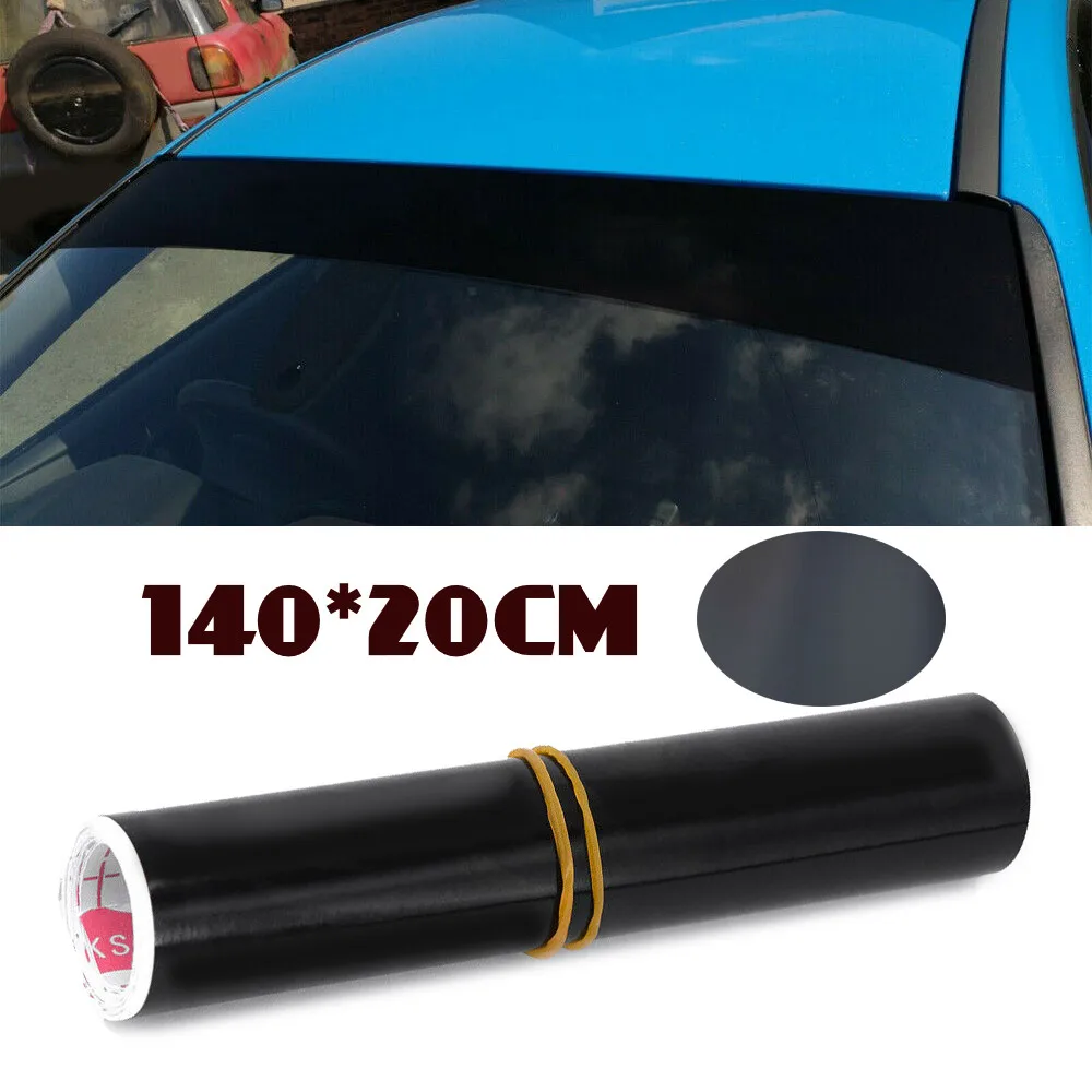 Auto Gloss Black Zon Strip 140X20CM Universele Auto Van Voorruit Sunstrip Auto Stickers Voorruit Zon Strip