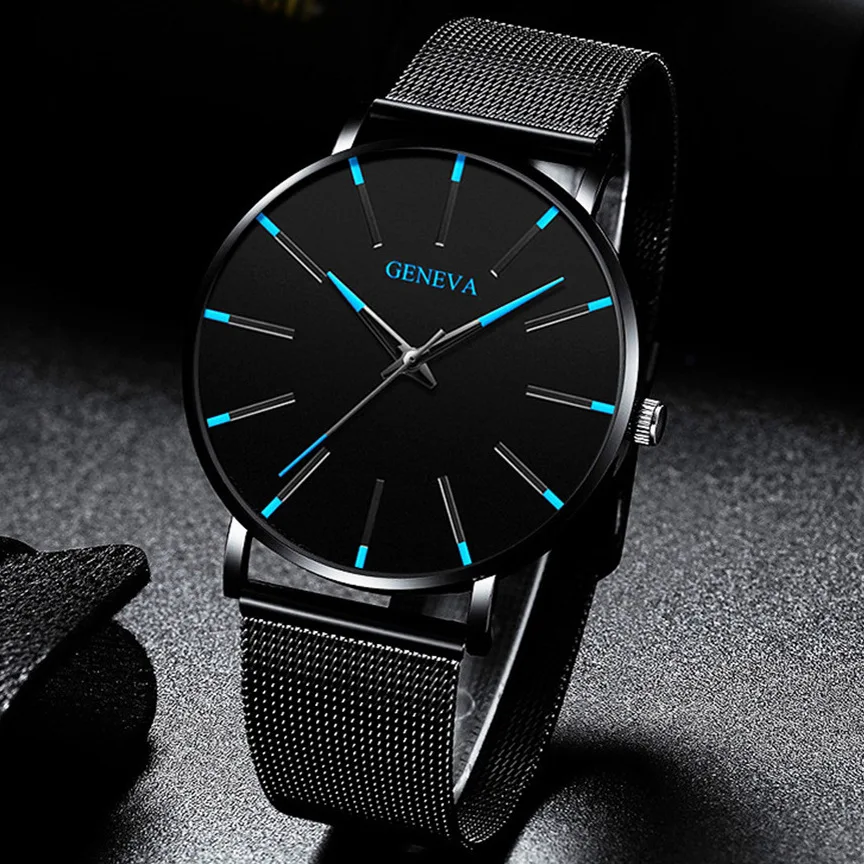 

Luxury Minimalist Men's Fashion Ultra Thin Watches Simple Men Business Stainless Steel Mesh Belt Quartz Watch Relogio Masculino