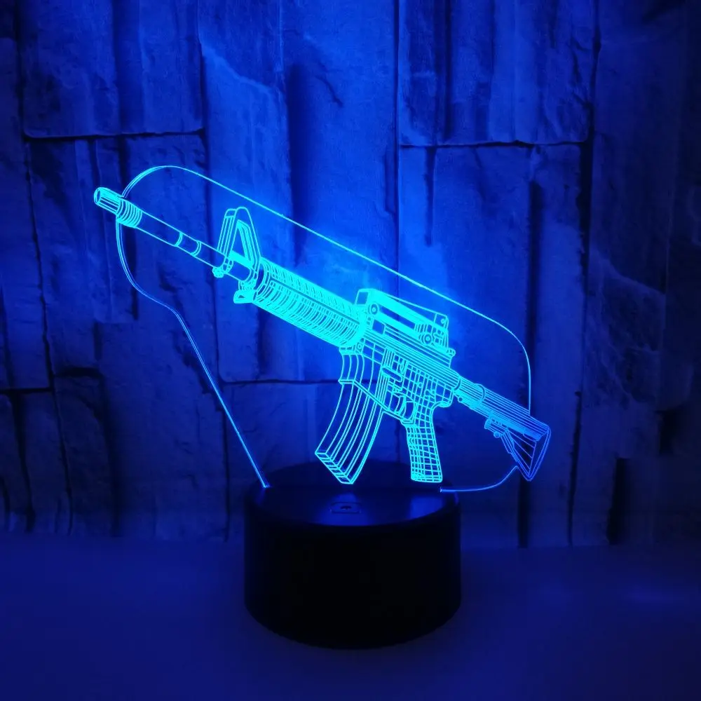 3D LED Night Light Gun with 7 Colors Light for Home Decoration Lamp Amazing Visualization Optical Illusion Awesome