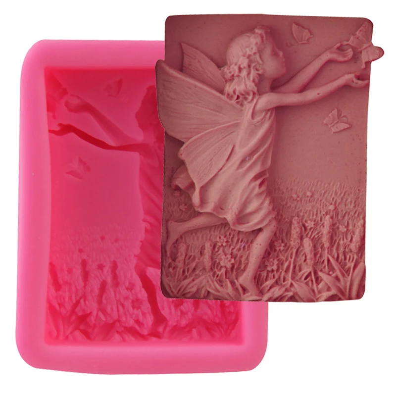 Fairy angel flower 3D Soap Molds resin clay Rectangle silicone molds DIY handmade soap mold silica gel mould Newest Design