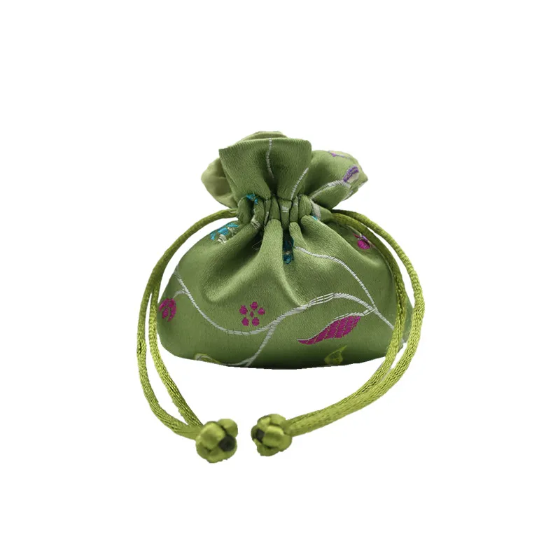 10pcs Drawstring Chinese style Ring Earrings Gift Bags Mini Cute Silk Brocade Jewellery Pouches Packaging with Lined