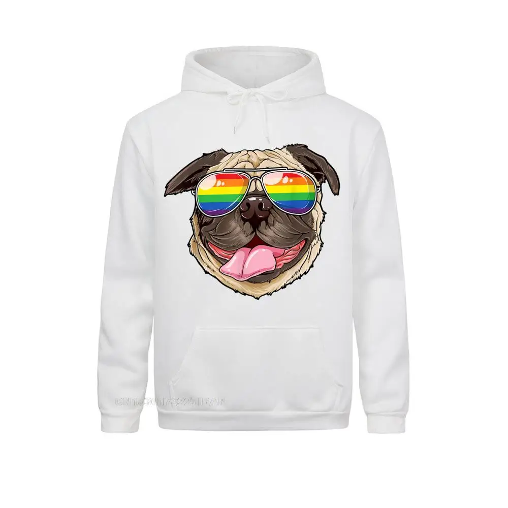 Pug Gay Pride Flag Sunglasses LGBT T Shirt Dog Puppy Lovers Custom Hoodies Harajuku Boy Sweatshirts Birthday Sportswears Fitted