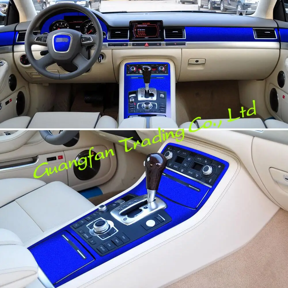 For Audi A8 D3 2003-2010 Interior Central Control Panel Door Handle Carbon Fiber Stickers Decals Car styling Accessorie