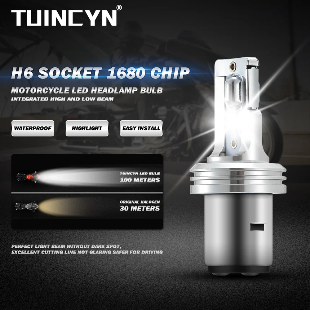 1pcs BA20D H6 Headlight Bulb Hi/Lo Beam Super Bright Car Motorcycle Head Light Lamp CSP Chip Xenon White Plug and Play  H4